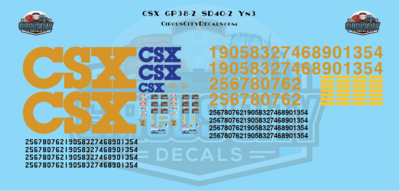 CSX USAT GP38-2 SD40-2 Yn3 O 1:48 Scale Decal Set
