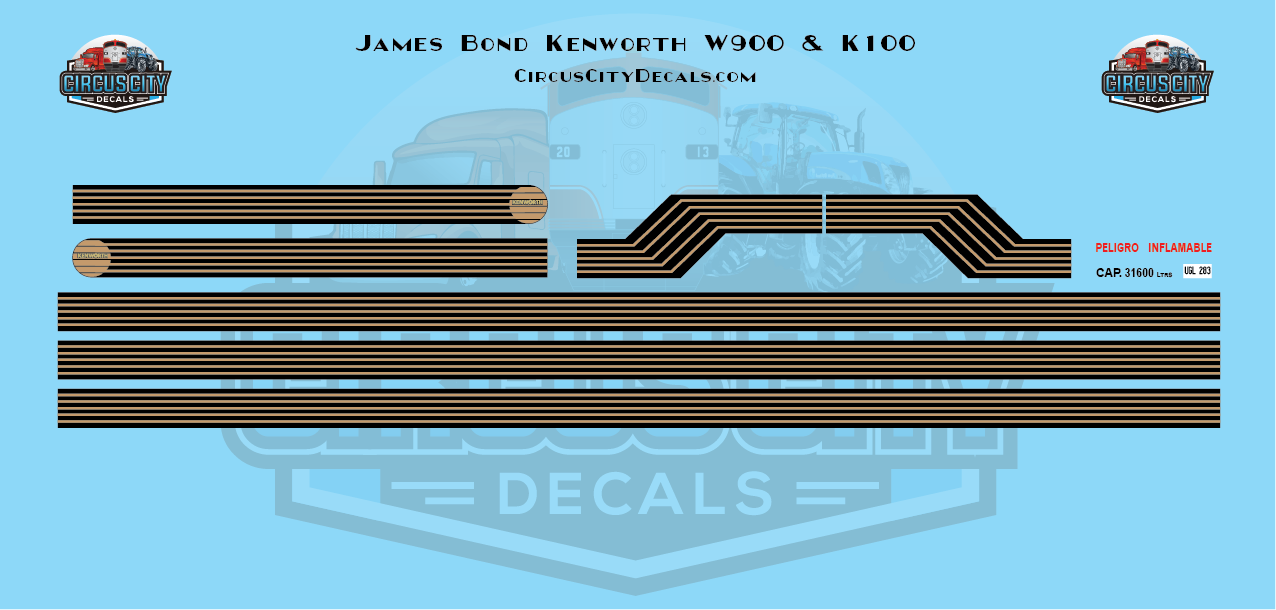 James Bond Kenworth W900/K100 & Trailer Decals 1:87 Scale