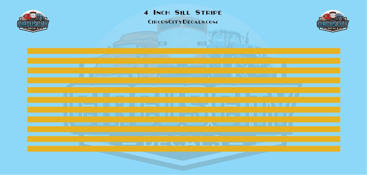 4" Yellow Locomotive Sill Stripe G 1:29 Scale Decal Set