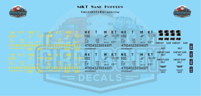 MKT Missouri Kansas Texas Railroad Sand Hopper Decal Set N 1:160 Scale
