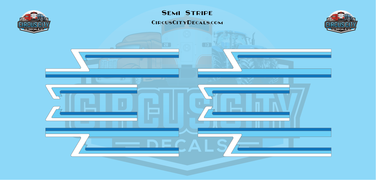Tricolor Blue Semi Stripe Graphic 1:64 Scale