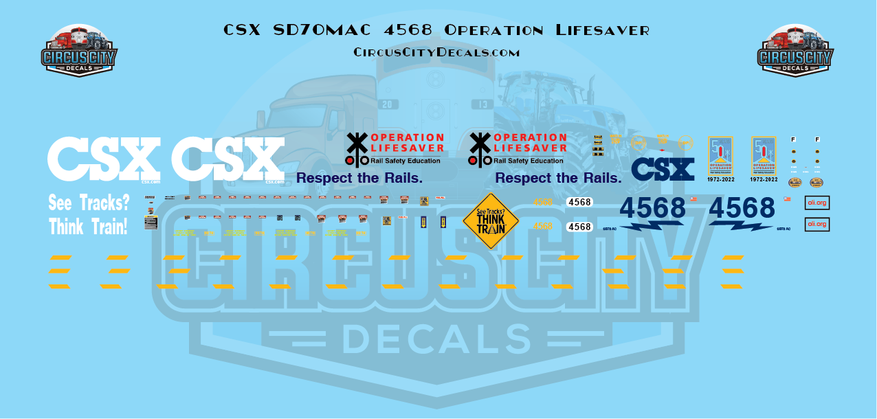 CSX SD70MAC 4568 Operation Lifesaver Locomotive N 1:160 Scale