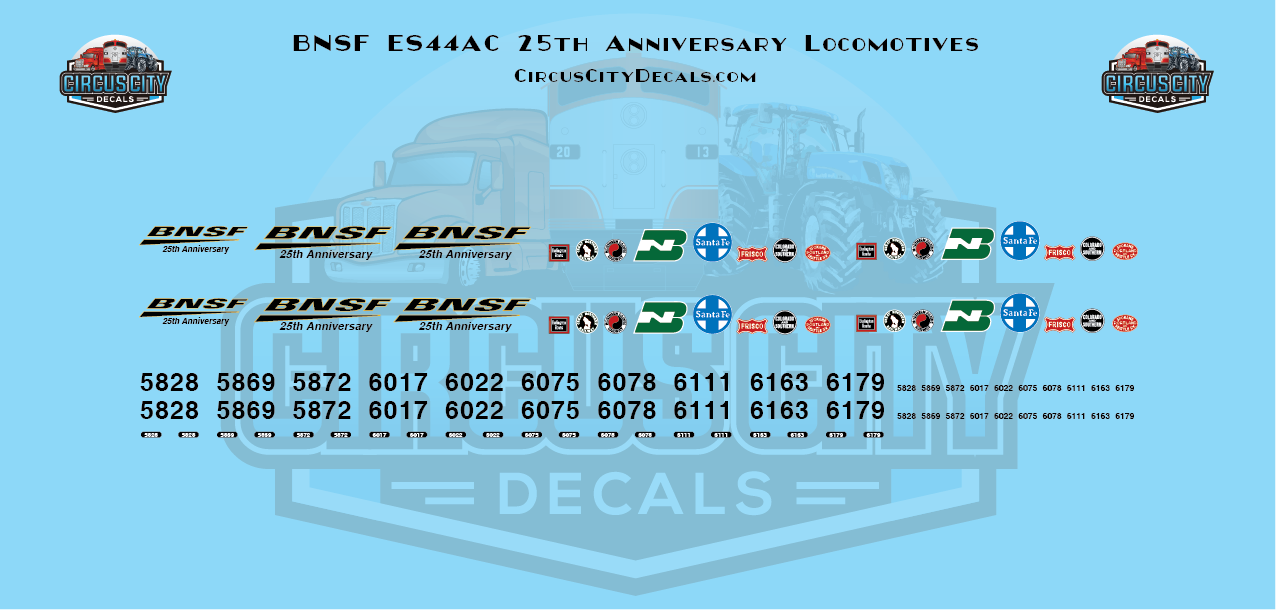 BNSF ES44AC 25th Anniversary Units 1:160 N Scale Decals