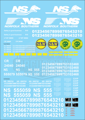 NS Norfolk Southern Caboose Decal Set 1:29 G Scale