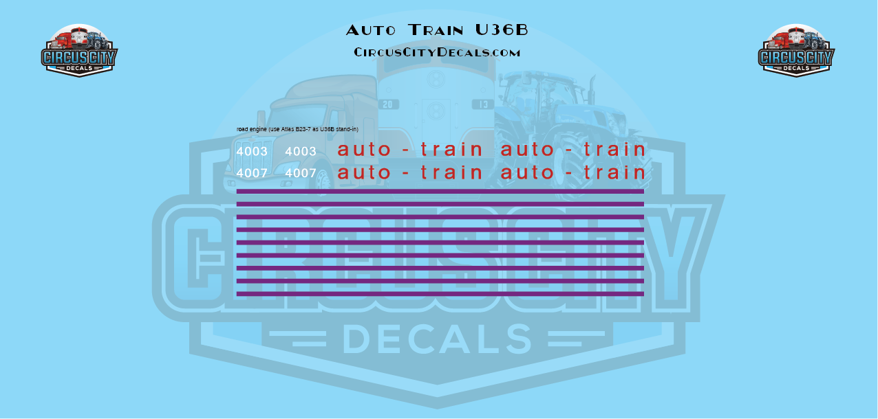 Auto Train U36B Locomotive 4003 4007 N 1:160 Scale