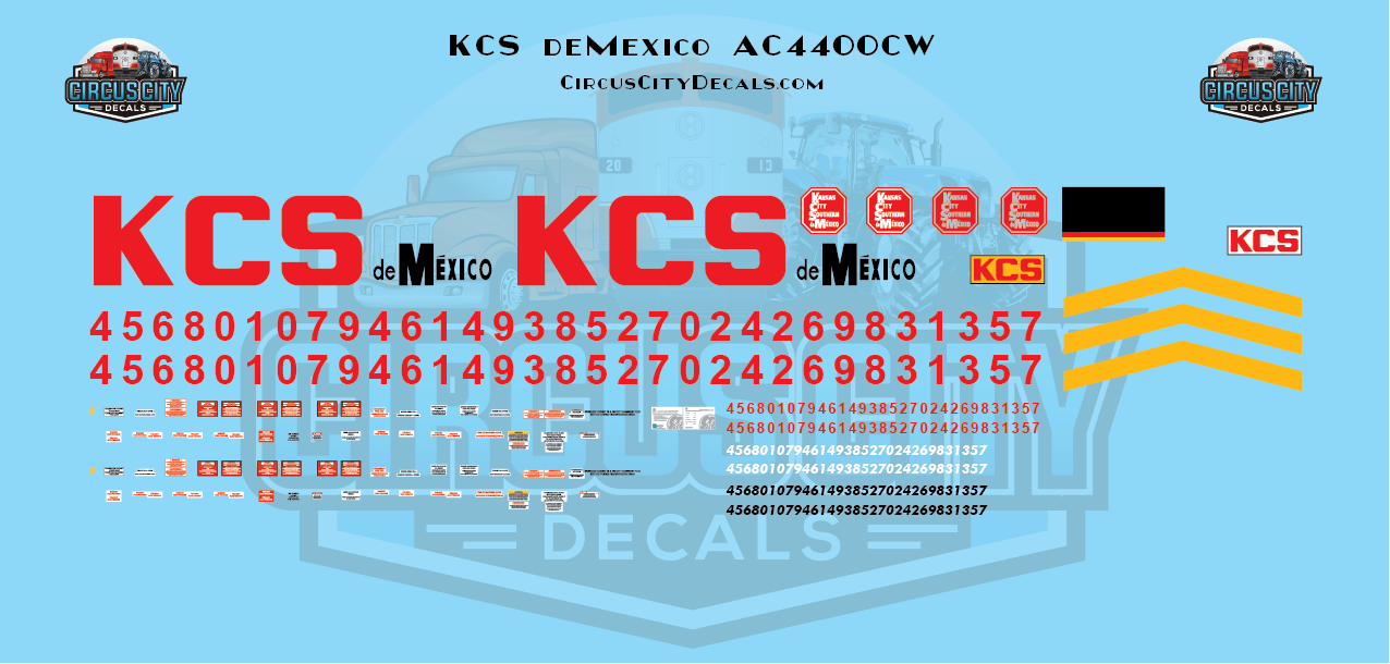Kansas City Southern deMexico AC4400CW Decals HO 1:87 Scale