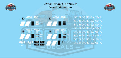 New York, Susquehanna and Western Railway NYSW SD70m-2 & SD40-2 NS Patch HO Decal