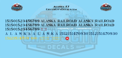 Alaska Railroad F7 HO 1:87 Scale Decal Set