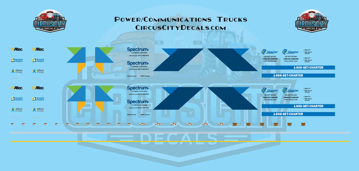 Utility Trucks Power Communications HO 1:87 Scale Decals RPS Boley Walthers