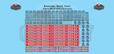 Ringling Brothers & Barnum Bailey Blue Unit RBBB Modern Circus Train Decals HO 1:87 Scale