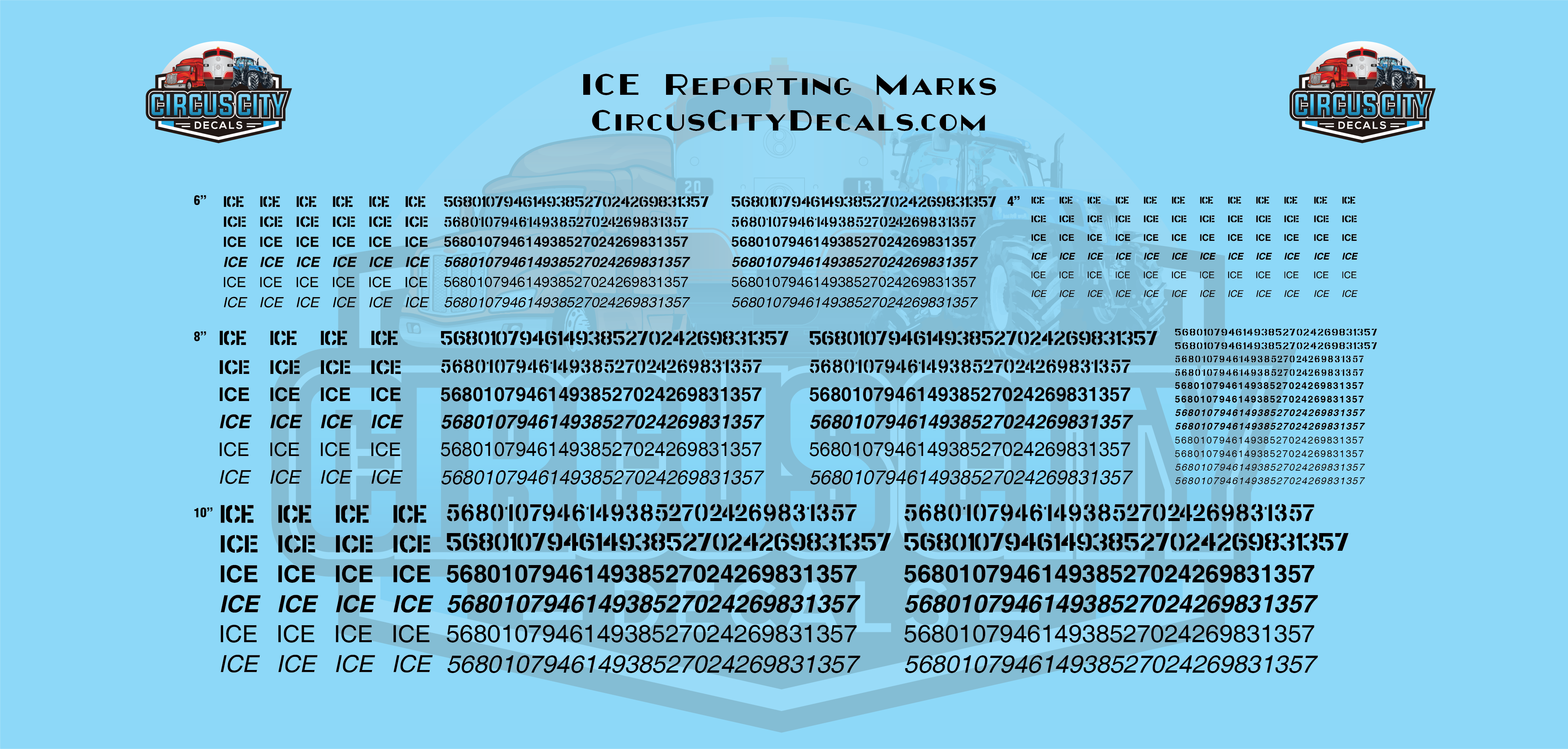 Iowa, Chicago & Eastern ICE Black Reporting Marks N 1:160 Scale Set img