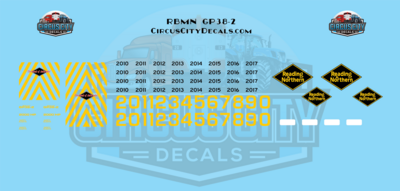RBMN Reading Blue Mountain &amp; Northern Railroad GP38-2 HO 1:87 Scale Decal Set