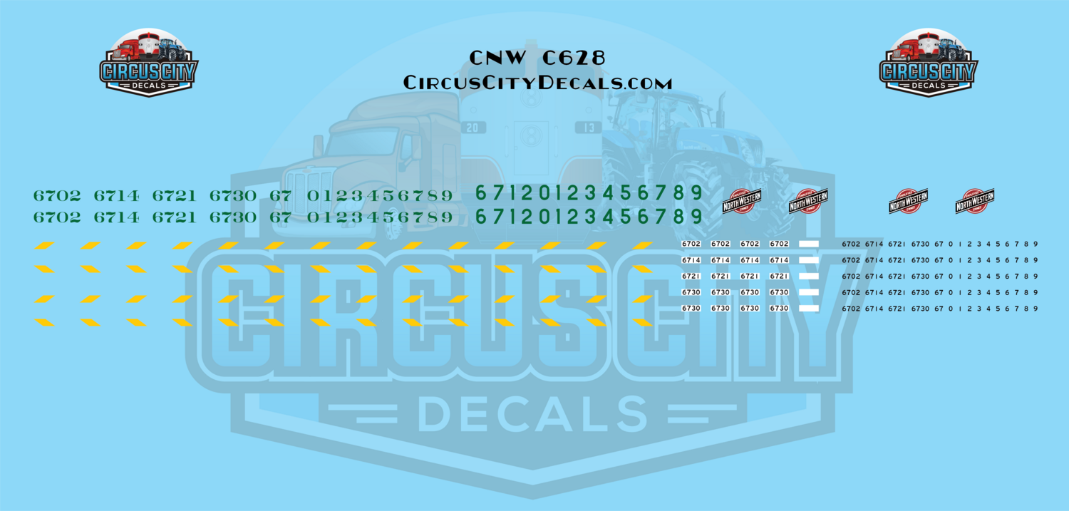 Chicago North Western CNW Alco C628 N 1:160 Scale Decal Set