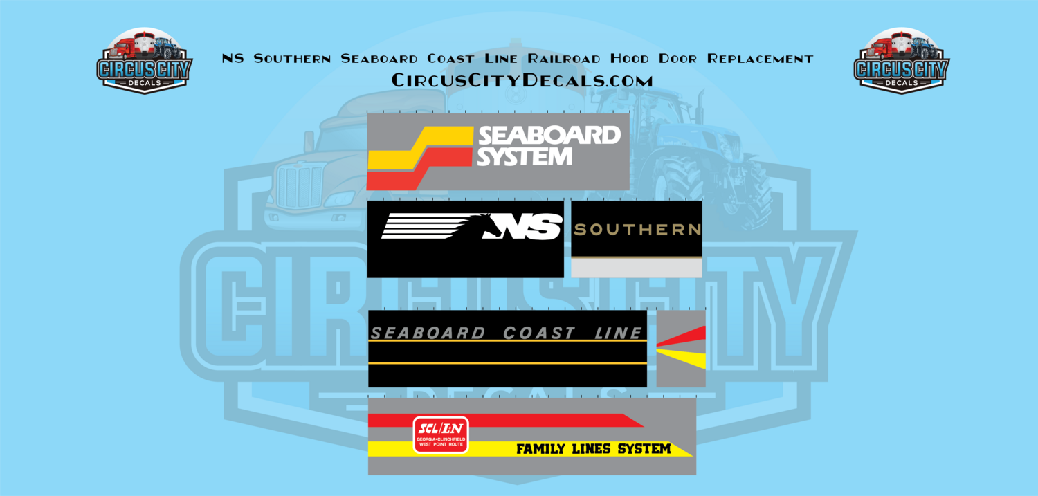 NS Southern Seaboard Coast Line Railroad Hood Door Replacement Decals O 1:48 Scale Set​