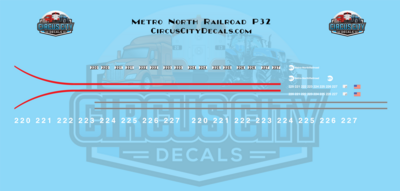 Metro North Railroad P32 N 1:160 Scale Decal Set