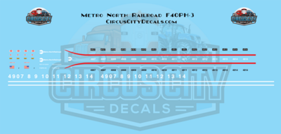 Metro North Railroad F40PH-3 N 1:160 Scale Decal Set