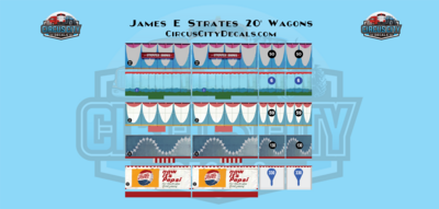 James E Strates Shows Carnival 20' Wagon Decal Set HO 1:87 Scale