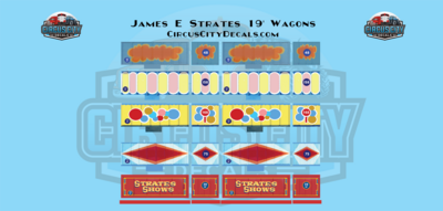 James E Strates Shows Carnival 19' Wagon Decal Set HO 1:87 Scale
