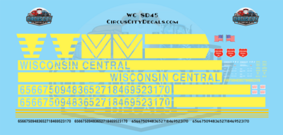 Wisconsin Central SD45 WC HO 1:87 Scale Decal Set