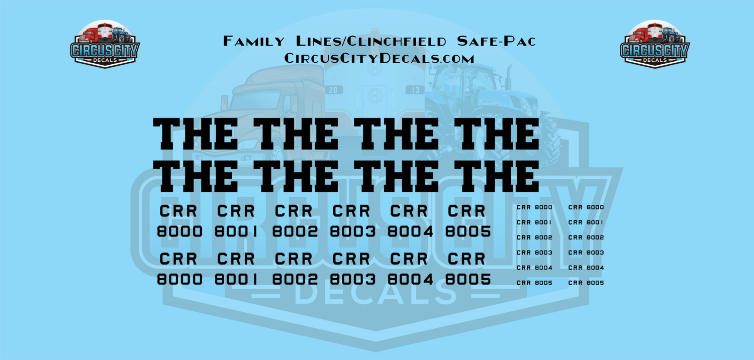 Family Lines/Clinchfield Safe-Pac HO 1:87 Scale Decal Set