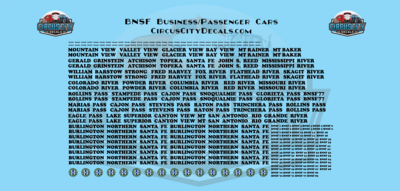 BNSF Business Passenger Car HO Scale Decal Set