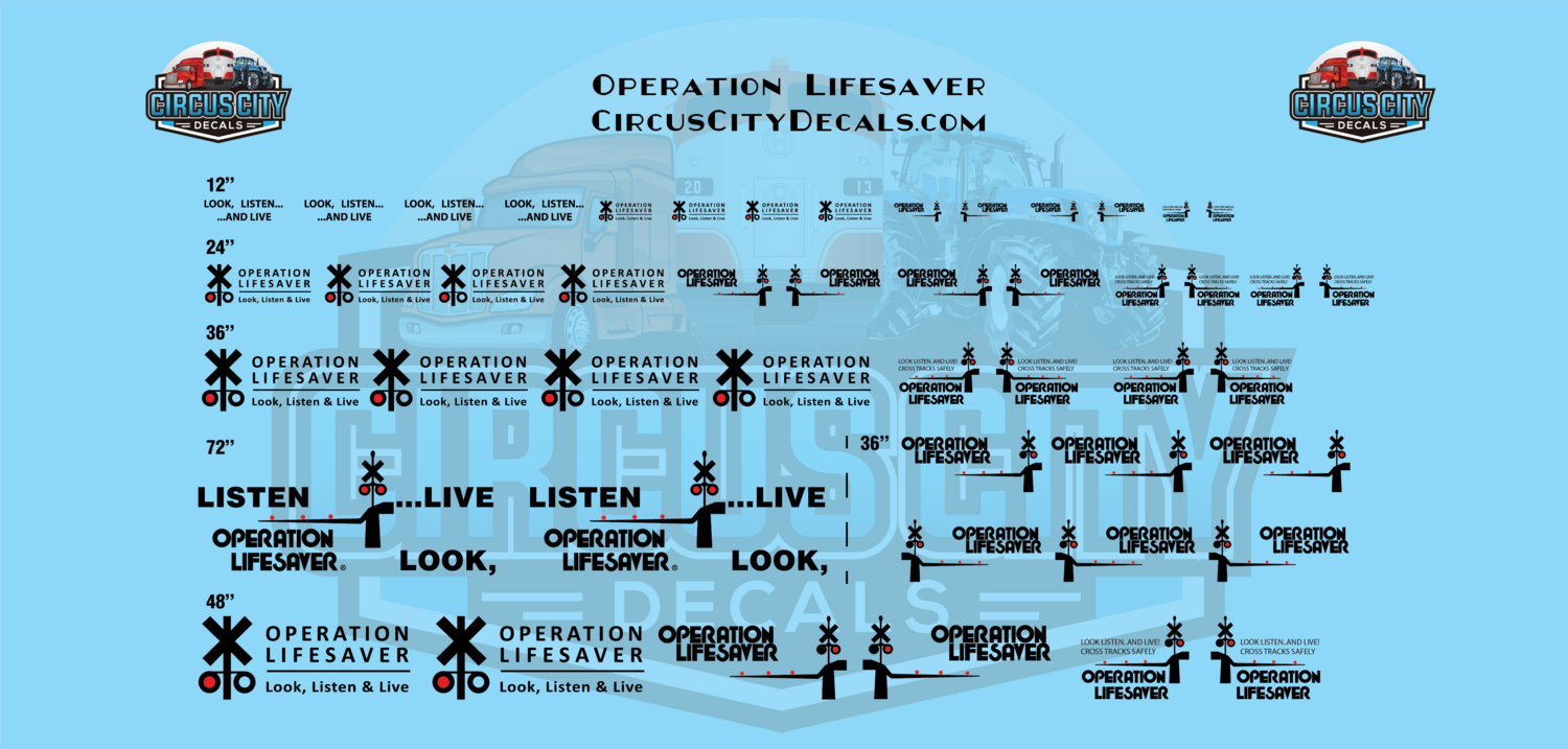 Operation Lifesaver Logos Black HO 1:87 Scale Decal Set