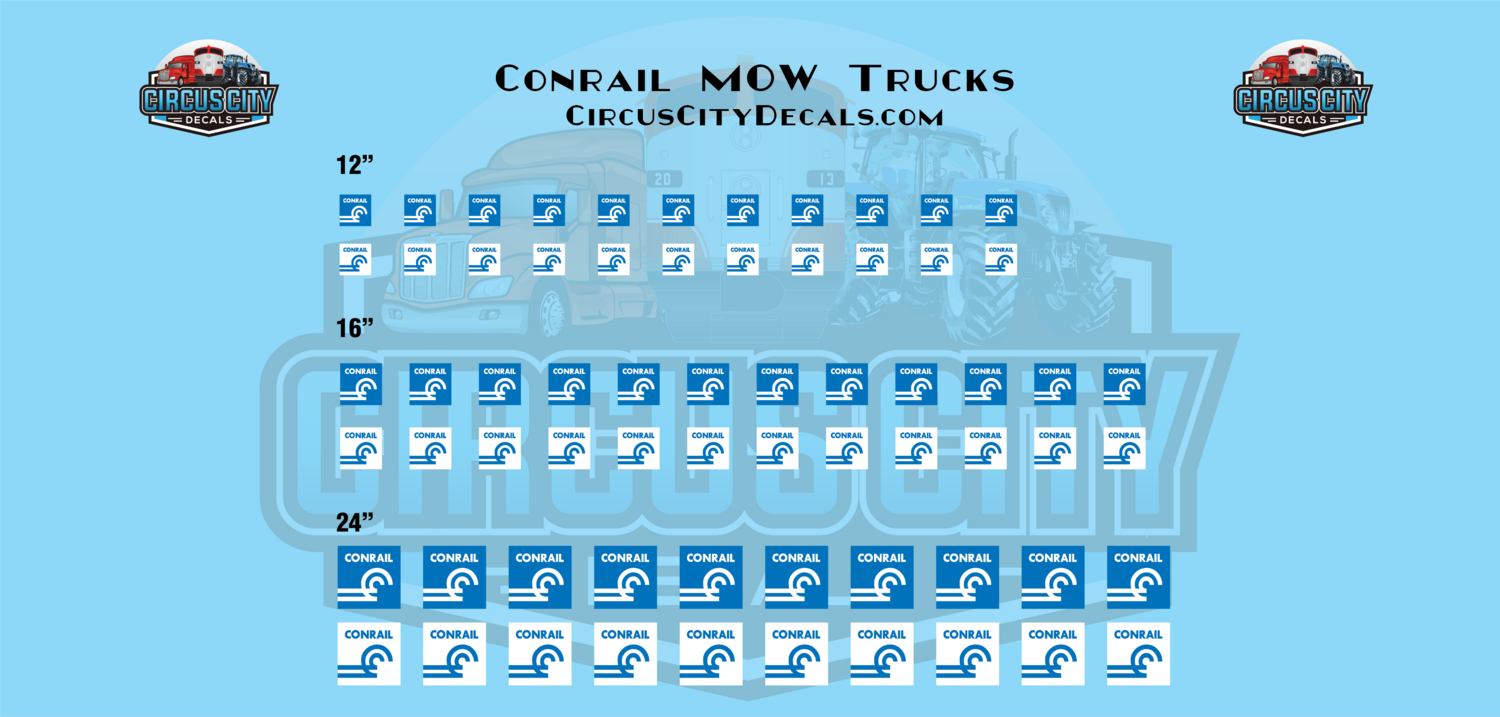Conrail CR MOW Truck Door Logos O 1:48 Scale Decal Set