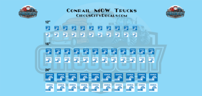 Conrail CR MOW Truck Door Logos HO 1:87 Scale Decal Set