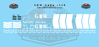 Green Bay & Western C424 #312 HO 1:87 Scale Decal Set