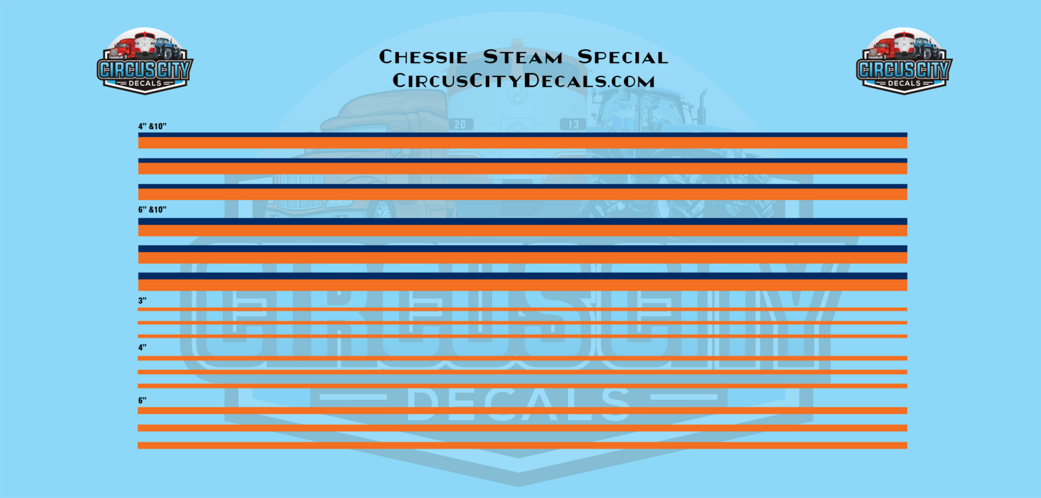 Chessie Steam Special/Safety Express Stripe Set HO 1:87 Scale