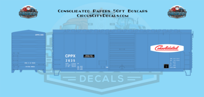 Consolidated Papers 50' Wood Chip Boxcar Set HO 1:87 Scale