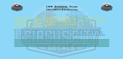 Chicago & North Western CNW Business Train HO 1:87 Scale Decal Set