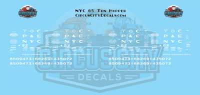 NYC TOC P&E 65 Ton Hopper N 1:160 Scale Decals