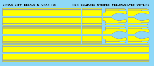Seminole Stripe Yellow/Silver Outline 1:64 Scale