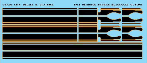 Seminole Stripe Black/Gold Outline 1:64 Scale