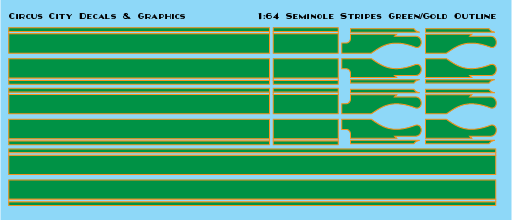 Seminole Stripe Green/Gold Outline 1:64 Scale