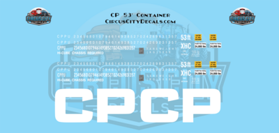 Canadian Pacific CP 53' Container Decal Set 1:29 G Scale