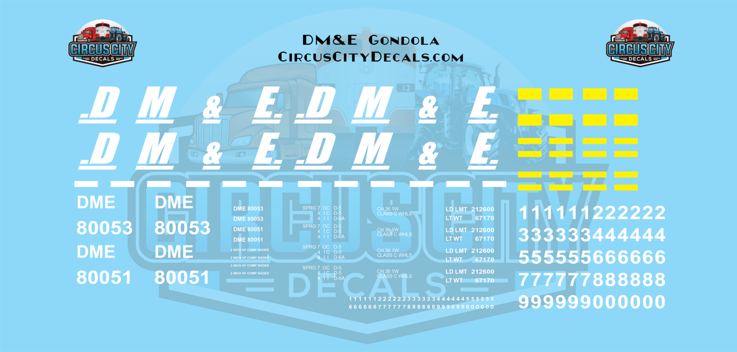 Dakota, Minnesota & Eastern Gondola Decals DM&E HO Scale