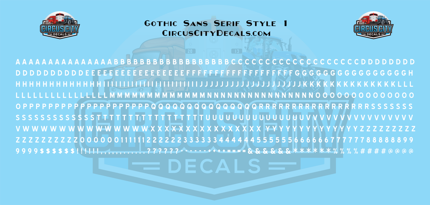 Gothic Sans Serif 1 Alphabet Letters &amp; Numbers 1/16&quot; 1/8&quot; 3/16&quot; 1/4&quot; Water Slide Decal Set, Size: 1/16&quot; Tall, Color: White