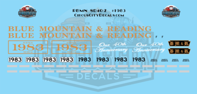 RBMN Reading Blue Mountain & Northern Railroad SD40-2 #1983 O 1:48 Scale Decal Set