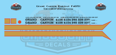 Grand Canyon Railway GCRY F40FH N 1:160 Scale Decal Set