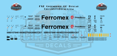 Ferromex FXE Greenbrier 60' Boxcar HO 1:87 Scale Decal Set