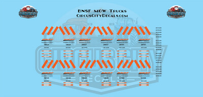 BNSF MOW Truck Decals O 1:48 Scale