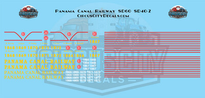 Panama Canal Railway SD60 SD40-2 O 1:48 Scale Decal Set