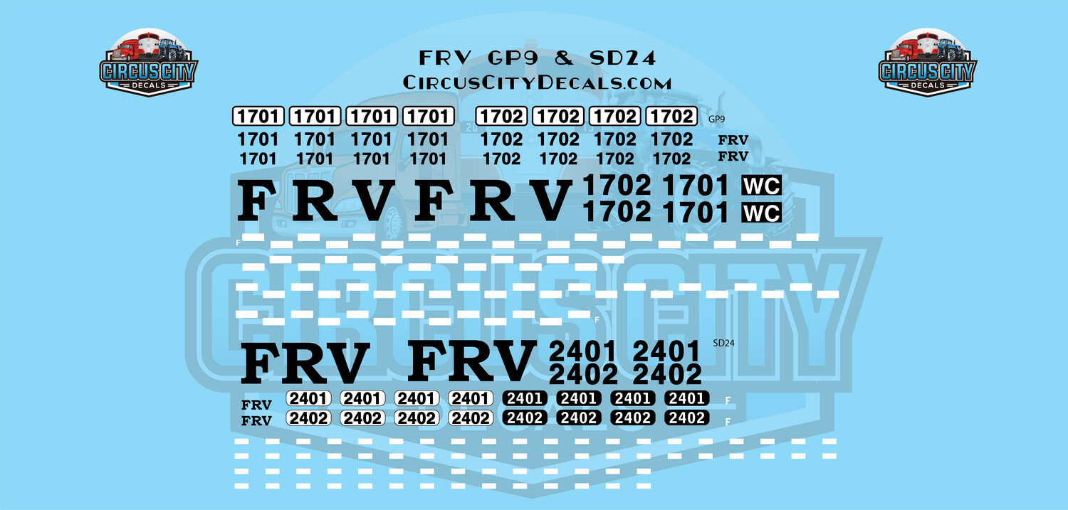 ​Fox River Valley GP9 SD24 O 1:48 Scale Decal Set​