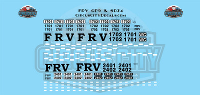 ​Fox River Valley GP9 SD24 O 1:48 Scale Decal Set​