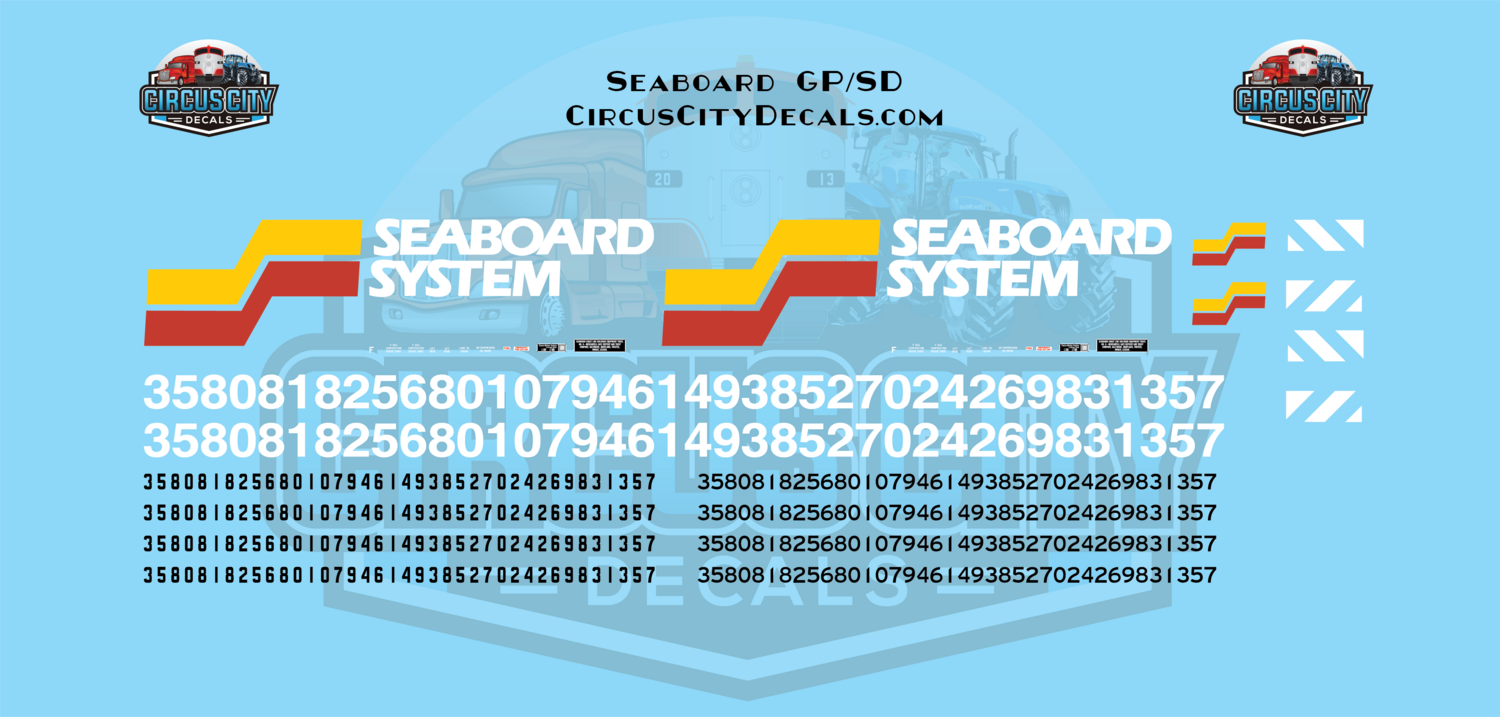 Seaboard System GP/SD Locomotive HO 1:87 Scale Decal Set