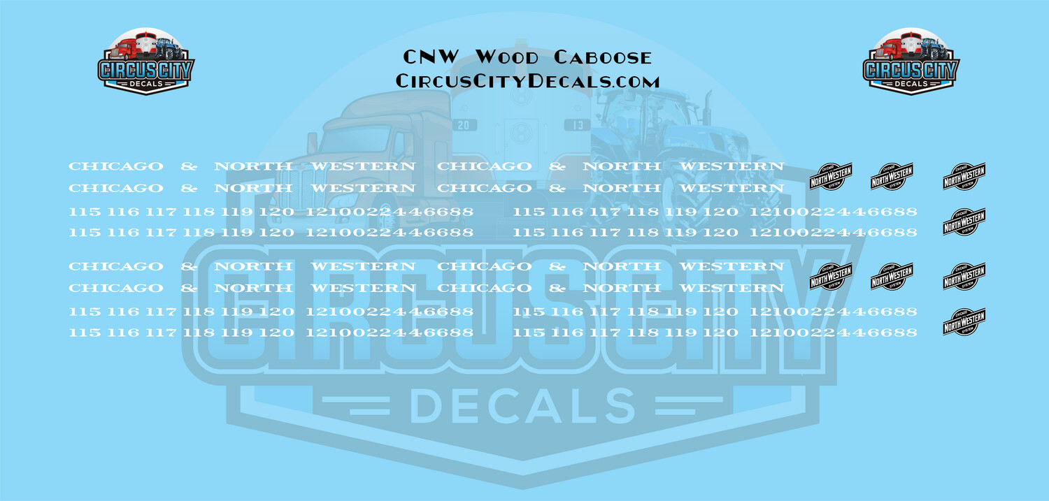 Chicago & North Western CNW Wood Caboose HO 1:87 Scale Decal Set
