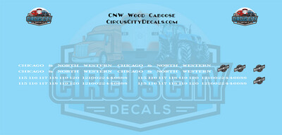 Chicago & North Western CNW Wood Caboose O 1:48 Scale Decal Set