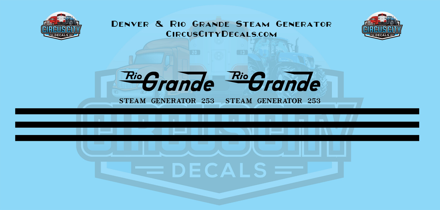Denver & Rio Grande Steam Generator HO 1:87 Scale Decal Set
